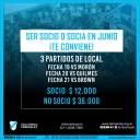 EN JUNIO ¡HACETE SOCIO! VENÍ 3 VECES A LA CANCHA AL PRECIO DE 1